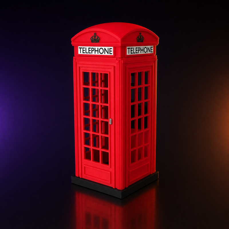 Cabina telefónica británica roja en miniatura impresa en 3D