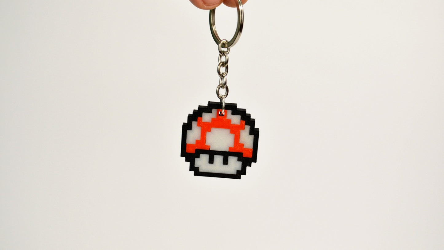 Llavero hongo estilo 8-bit