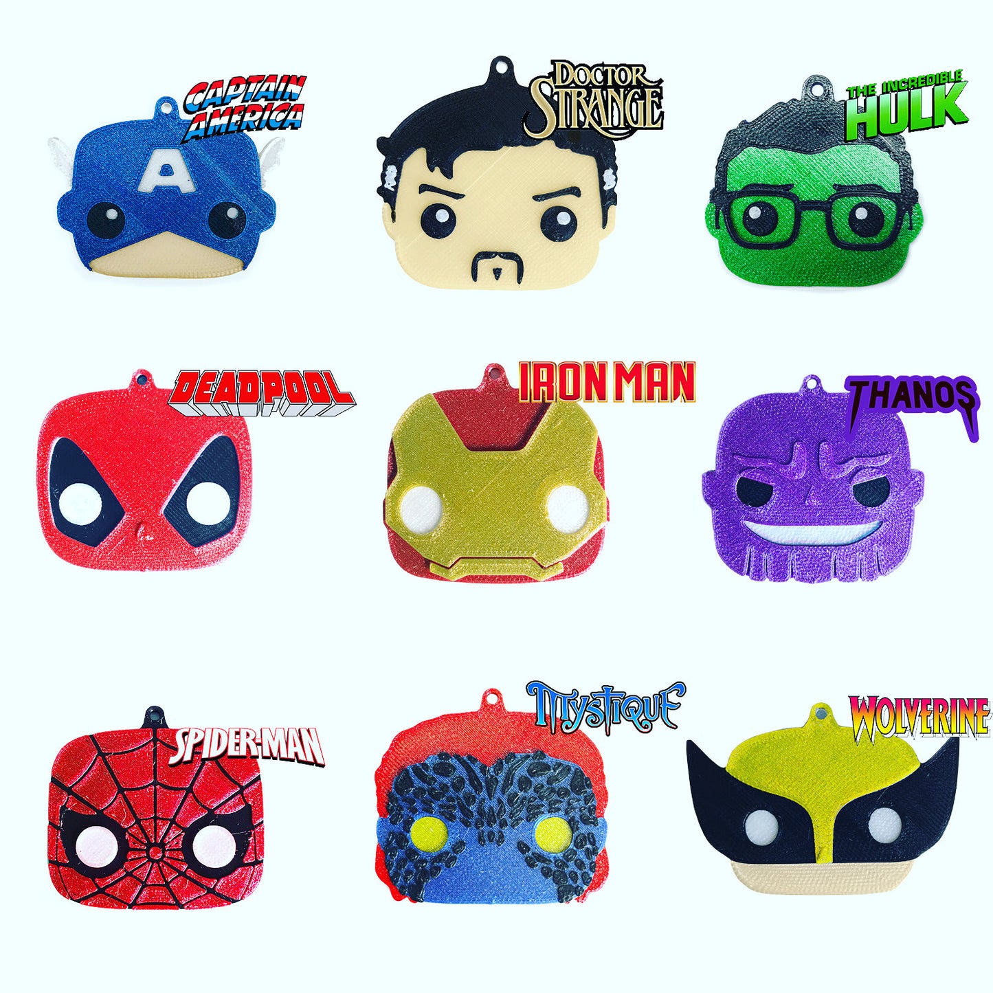 Colección de llaveros de héroes y villanos