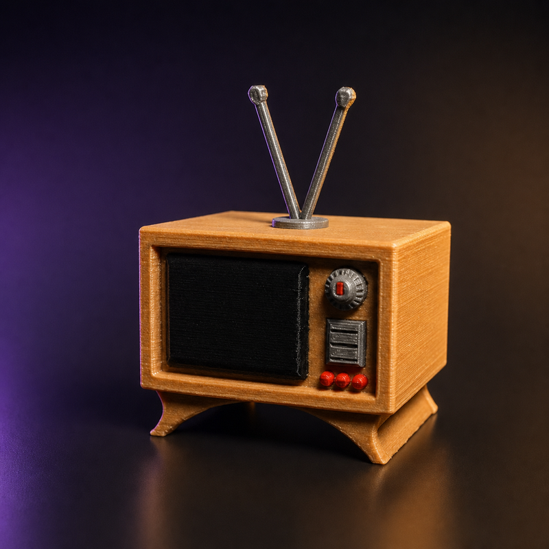 Mini televisor retro de los años 70 impreso en 3D