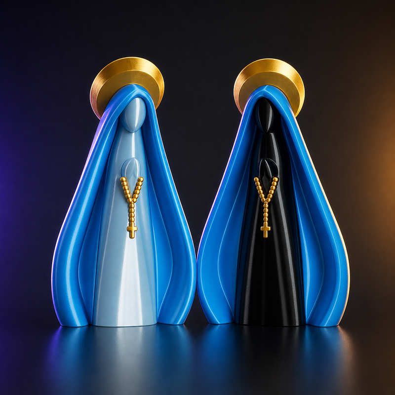 Set de dos figuras modernas de Nuestra Señora Aparecida impresas en 3D