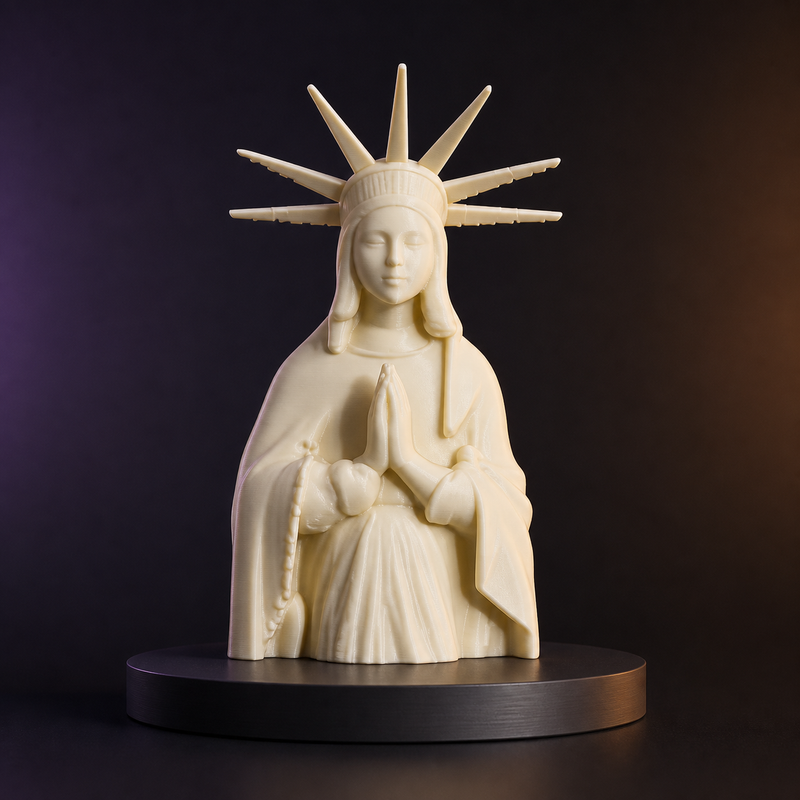 Escultura devocional Virgen de la Libertad impresa en 3D