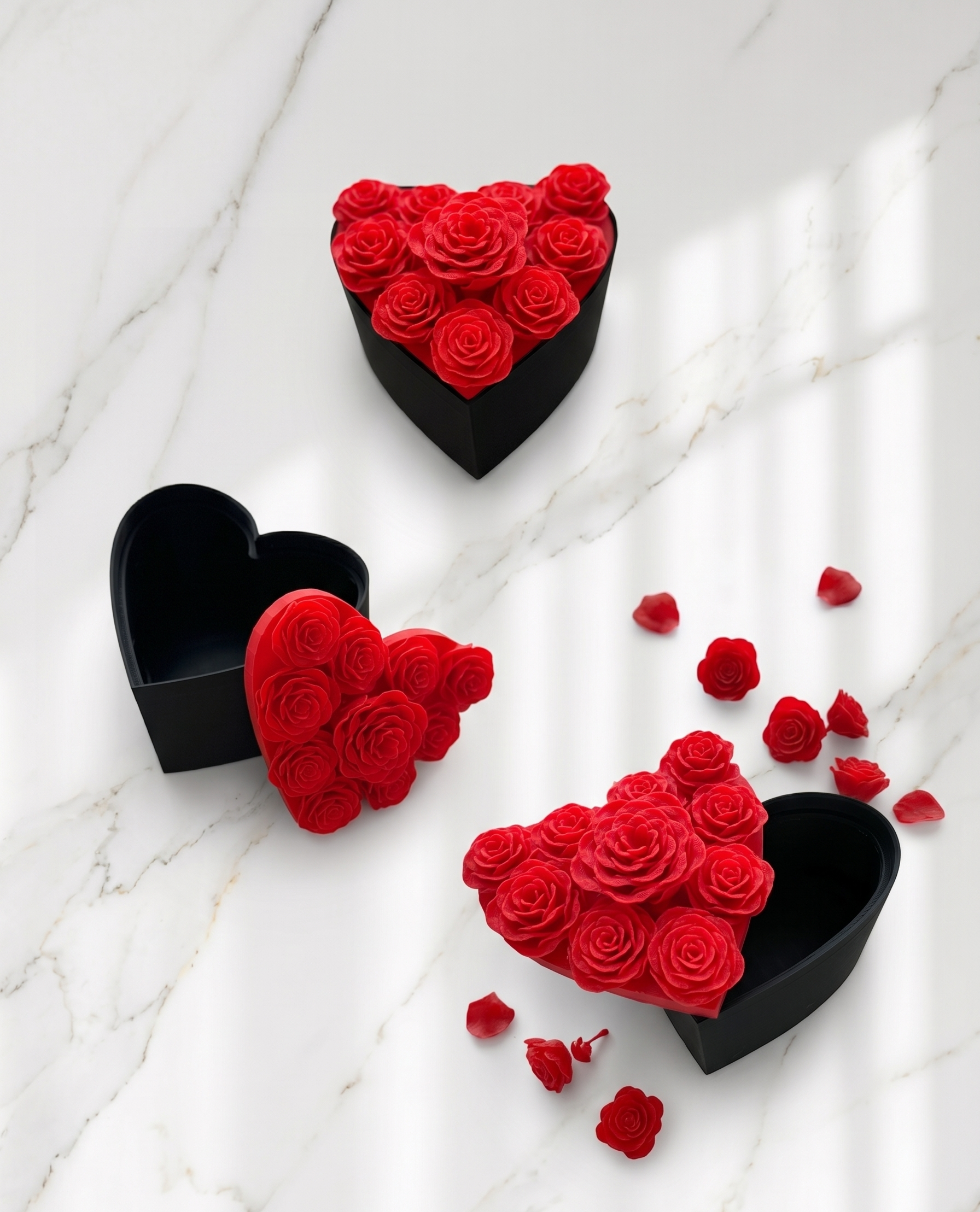 Caja corazón con rosas eternas