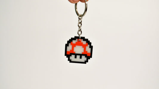 Llavero hongo estilo 8-bit