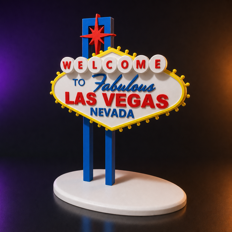 Letrero Welcome to Las Vegas en miniatura impreso en 3D